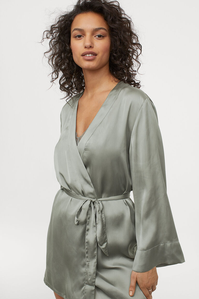 Satin dressing gown