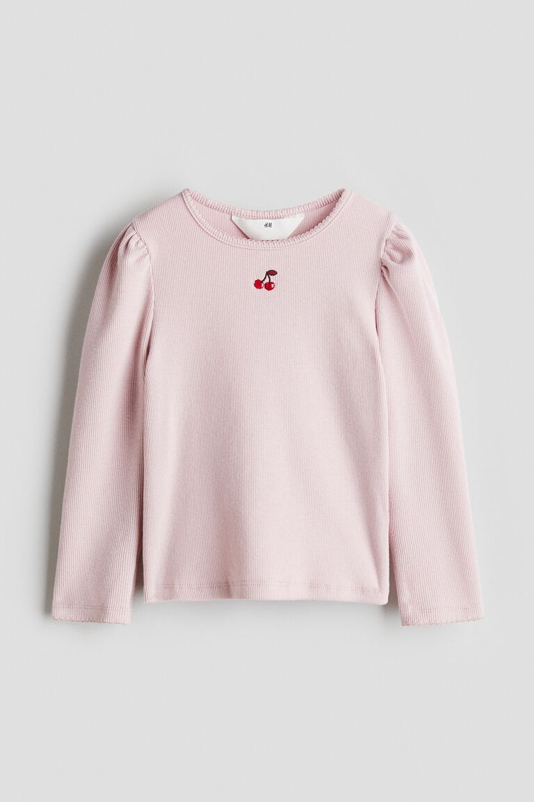 Picot-trimmed jersey top
