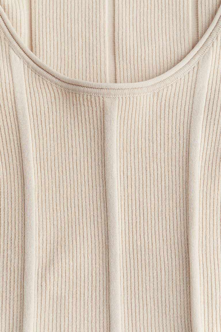 Flared-skirt rib-knit mini dress