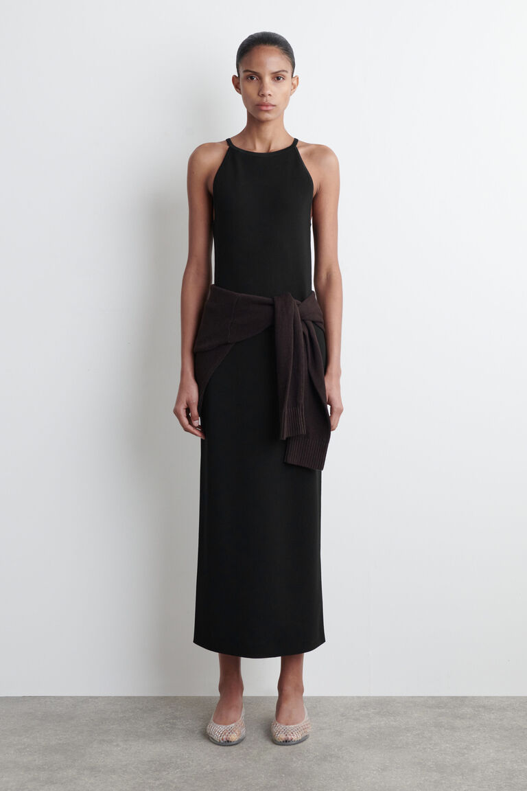 CONTOURED KNITTED MIDI DRESS