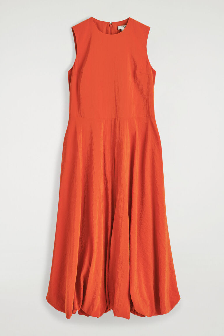 SLEEVELESS BUBBLE-HEM MIDI DRESS