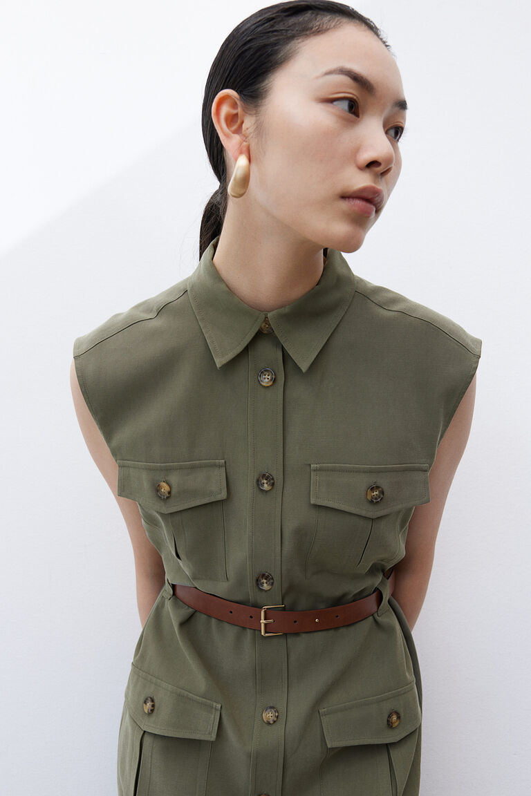 Belted cargo dress