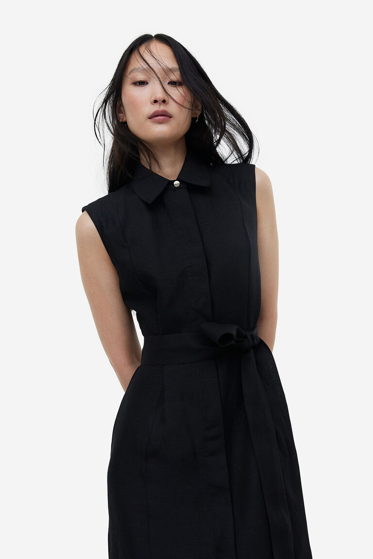 Linenblend shirt dress