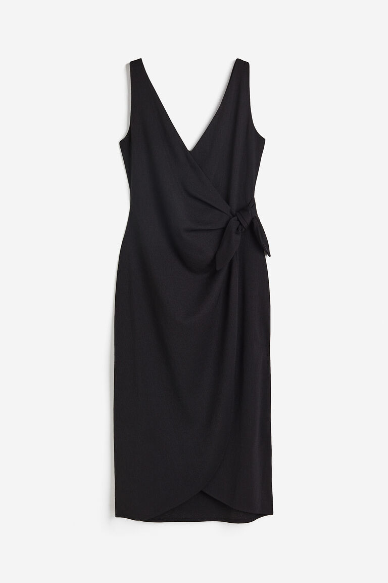 Print High V Neck Wrap Dress