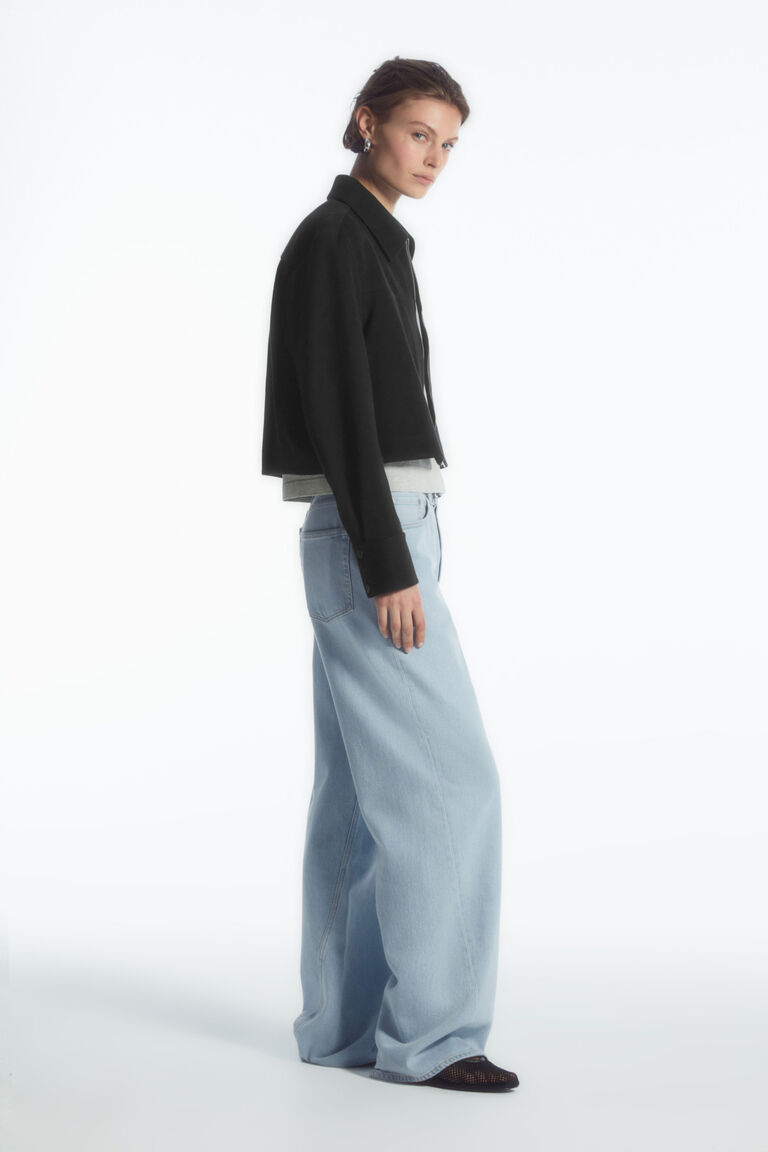 ジャケット・アウター TWILL JACKET LIKE TOP CROPPED TWILL ZIP-UP JACKET