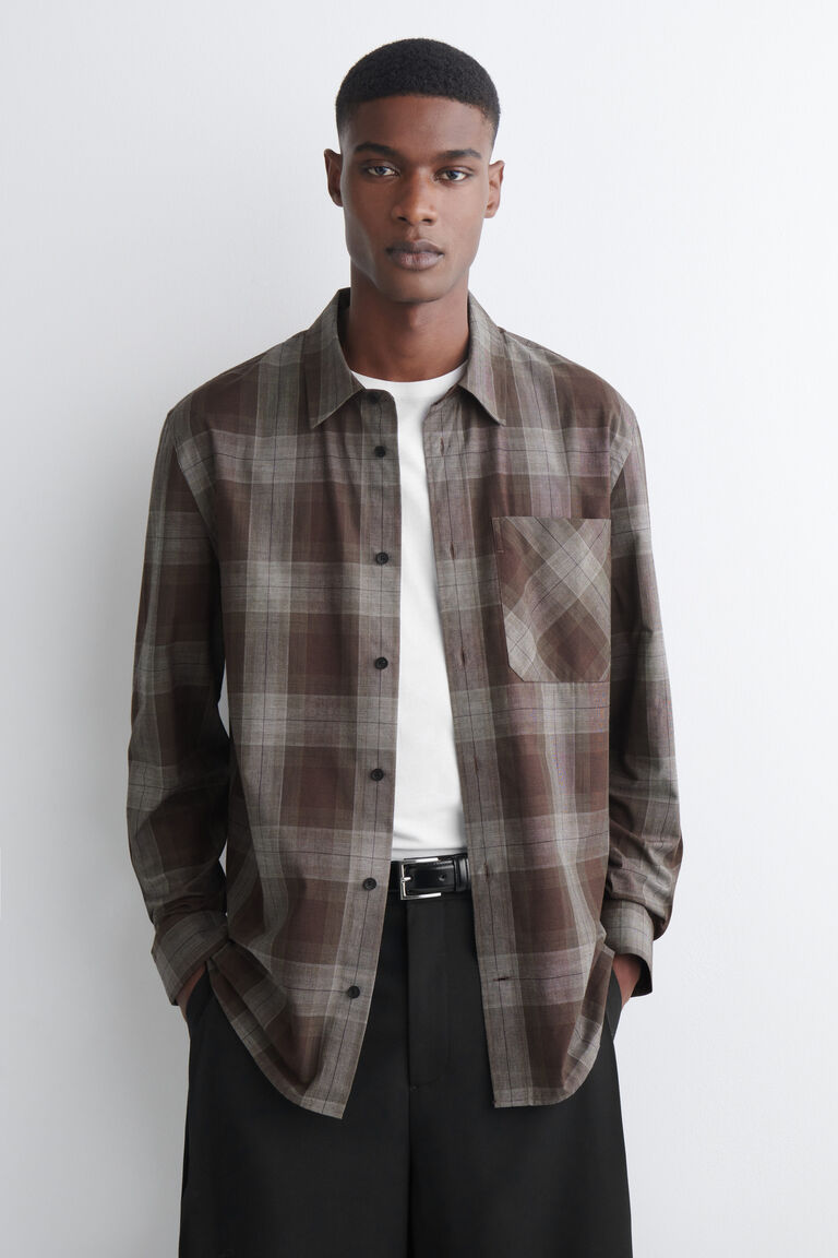 CHECKED BRUSHED-COTTON SHIRT