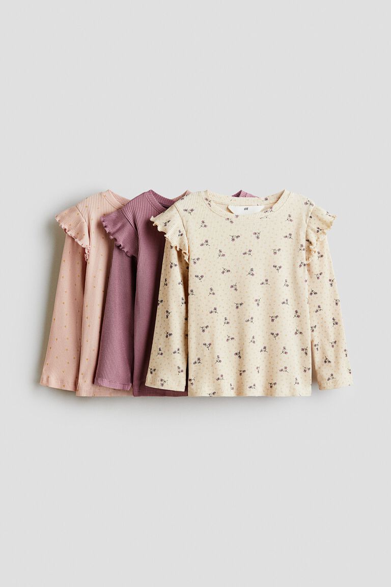 3-pack frill-trimmed jersey tops
