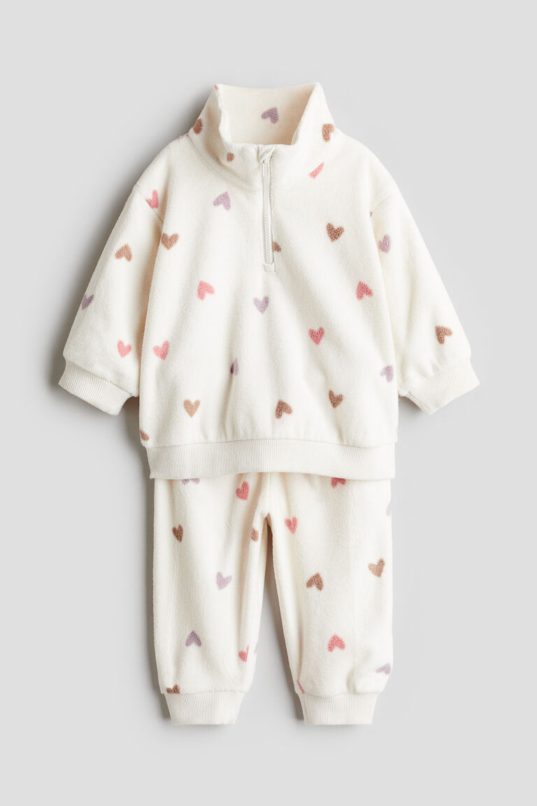 Lace Fleece Long Sleeve Two Piece Set