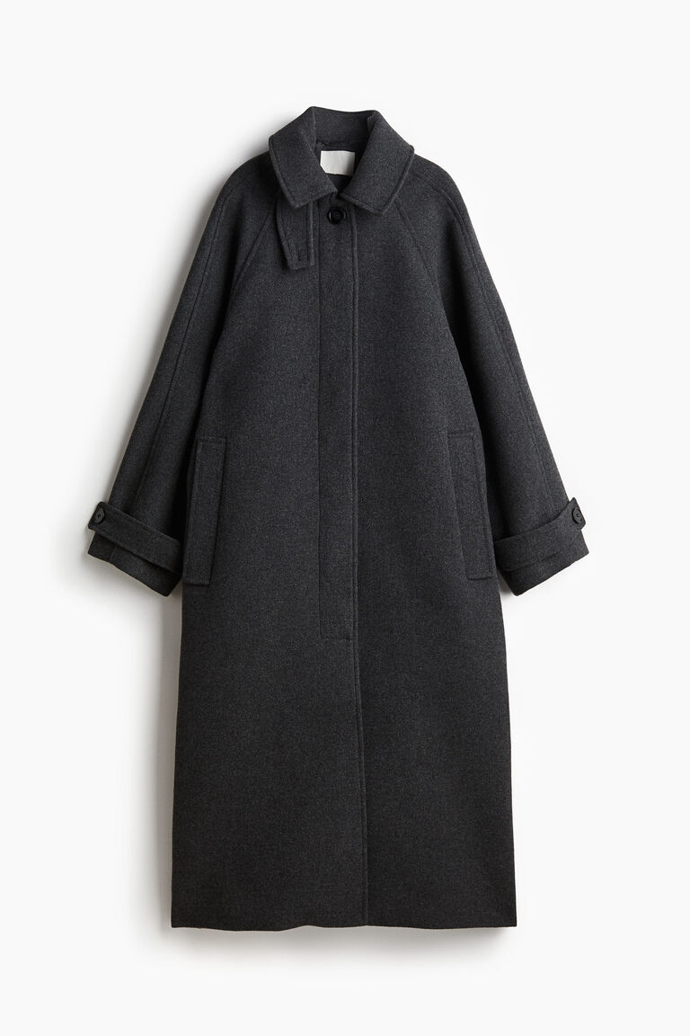 【90's】Wool Maxi Chester Coat / Dark Gray Vintage Men's Pure Wool Grey Overcoat - M/L – Rokit