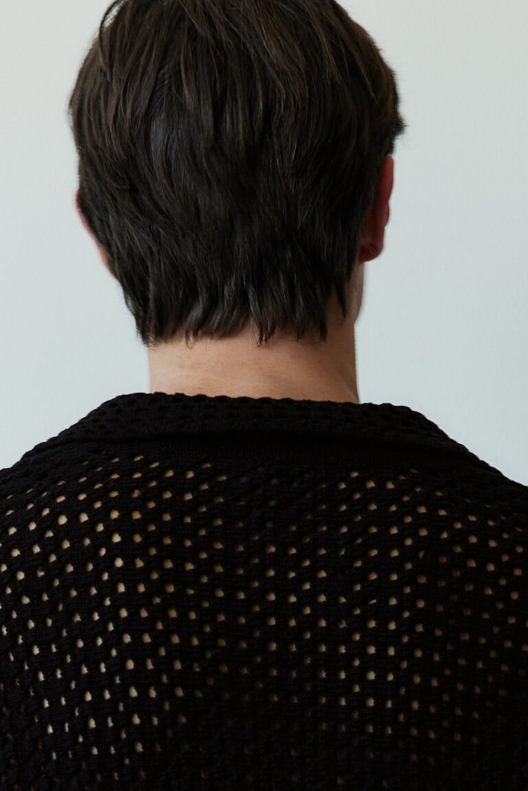 Loose Fit Pointelle-knit Polo Shirt