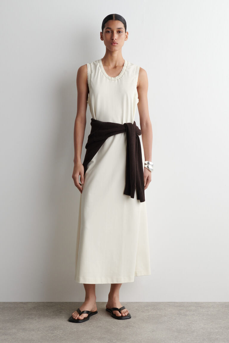 RUFFLED COTTON MIDI DRESS