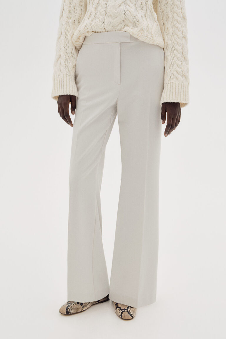 【Raucohouse】Cream jersey slim bootcut pants Bootcut trousers