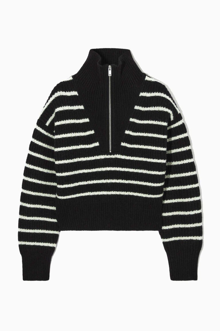 HALF-ZIP FUNNEL-NECK WOOL JUMPER