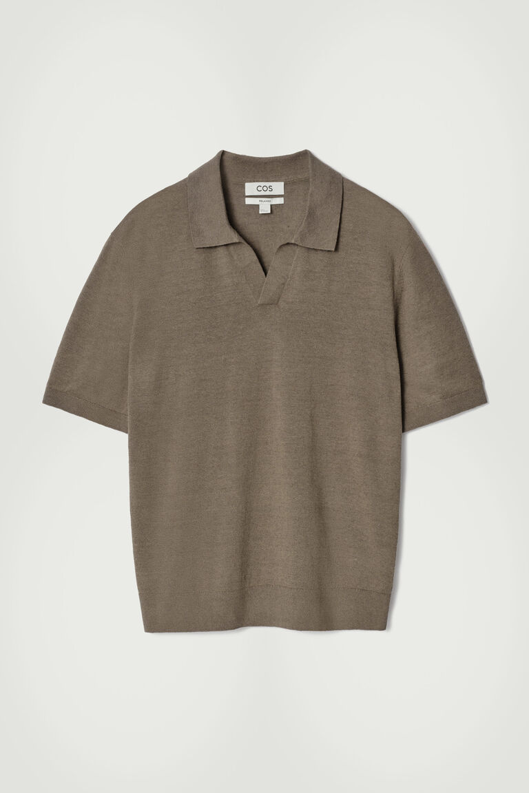 KNITTED LINEN POLO SHIRT