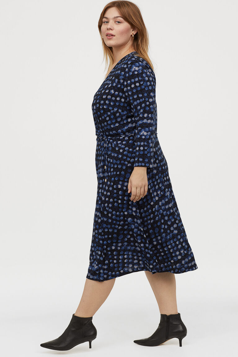 h&m navy wrap dress