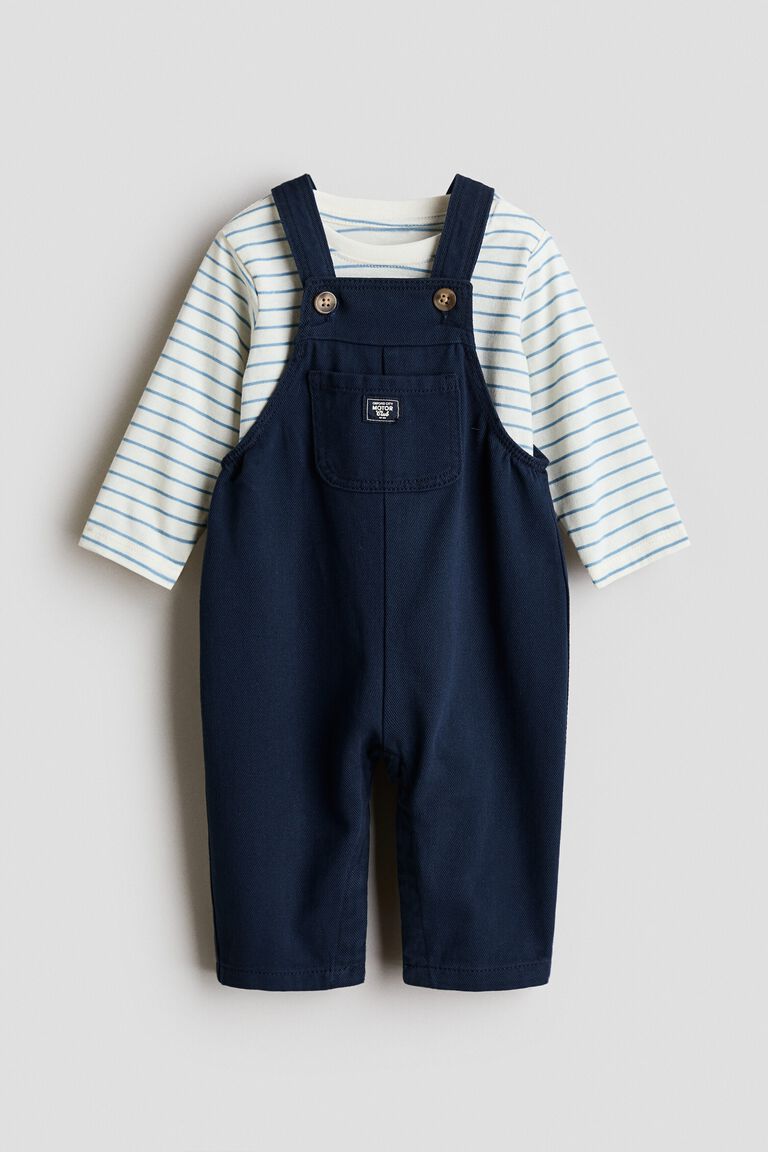 2-piece dungarees and top set