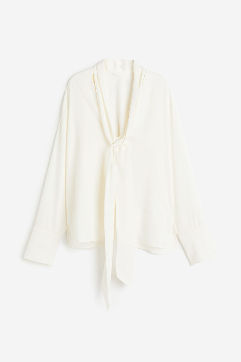 Iconic Intent Tie Detail Blouse - White