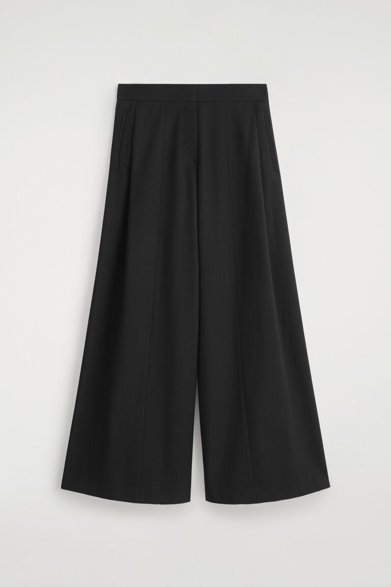 RELAXED WOOL-BLEND WIDE-LEG TROUSERS