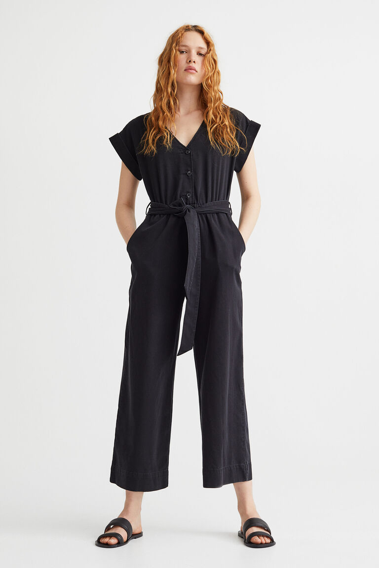 Vneck denim jumpsuit