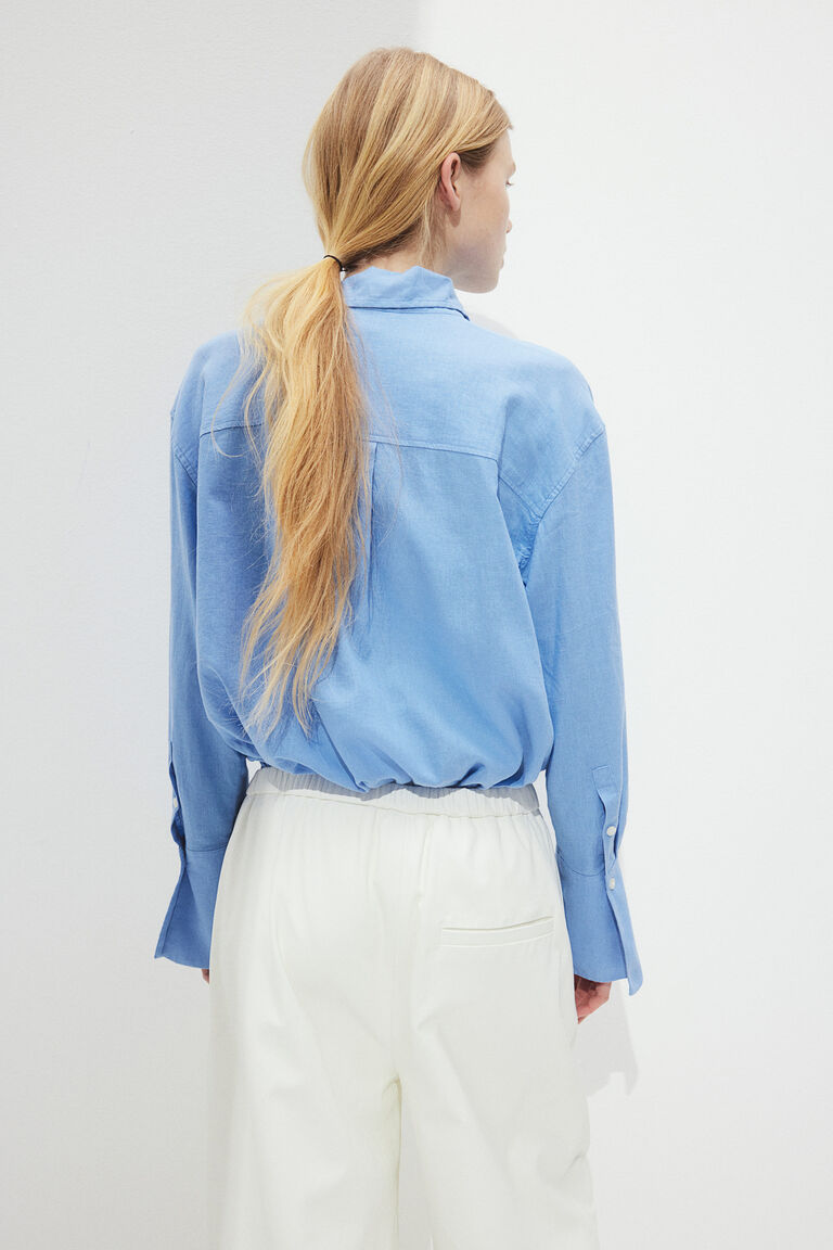 Caro L S Oversized Linen Blend Shirt Pastel Lilac