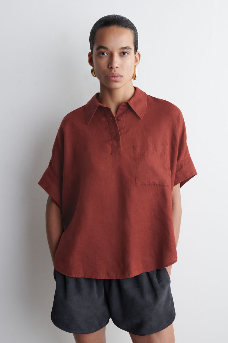 LINEN HALF-PLACKET SHIRT