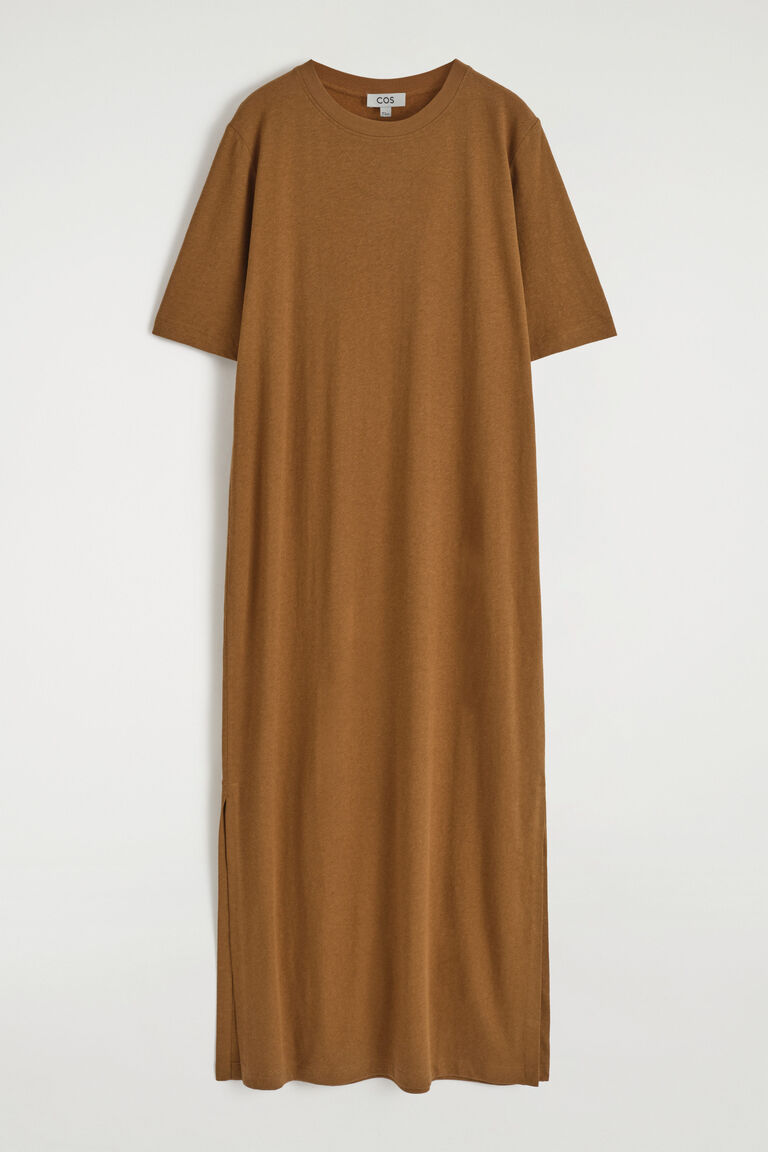 เดรส T-shirt Maxi ผ้าฝ้าย-ลินิน