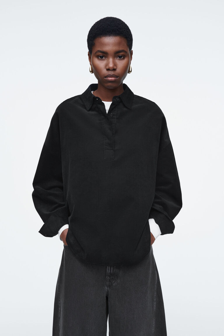 RELAXED CORDUROY HALF-PLACKET SHIRT