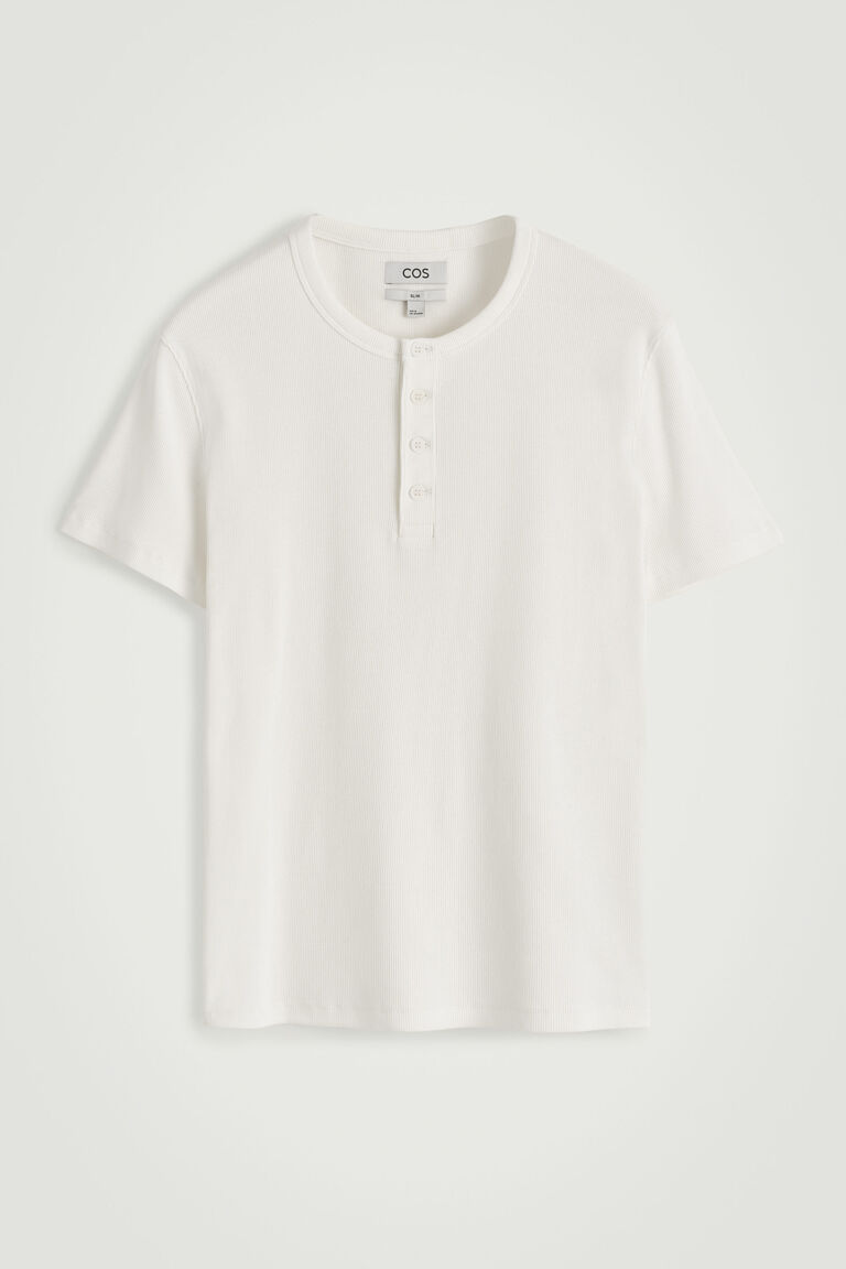 SLIM-FIT RIBBED HENLEY T-SHIRT