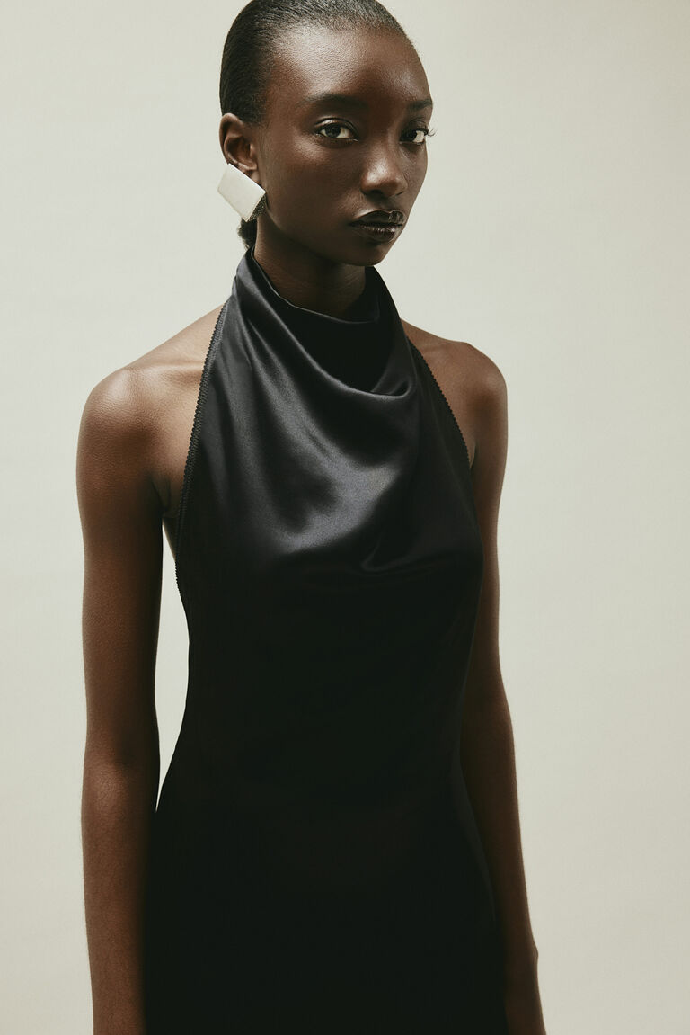 Silk blend halterneck dress