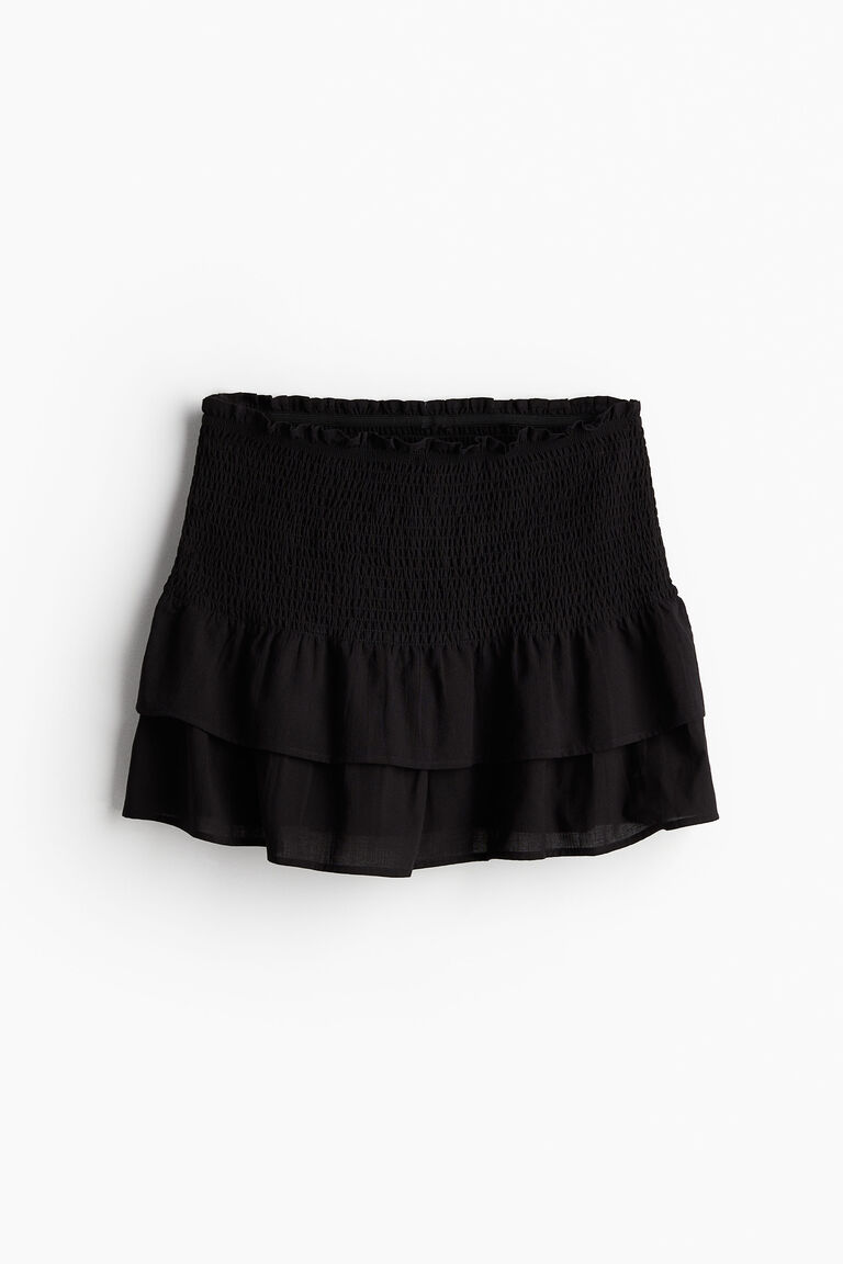 Smocked-waist tiered skirt