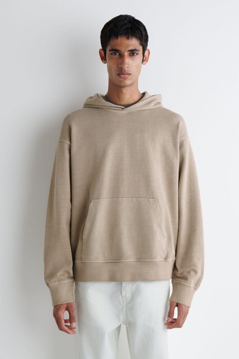 WASHED COTTON-JERSEY HOODIE