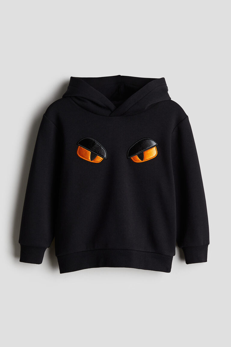 ★HOODHOOD★ HD Applique Series Stitched Hood Black Appliquéd hoodie