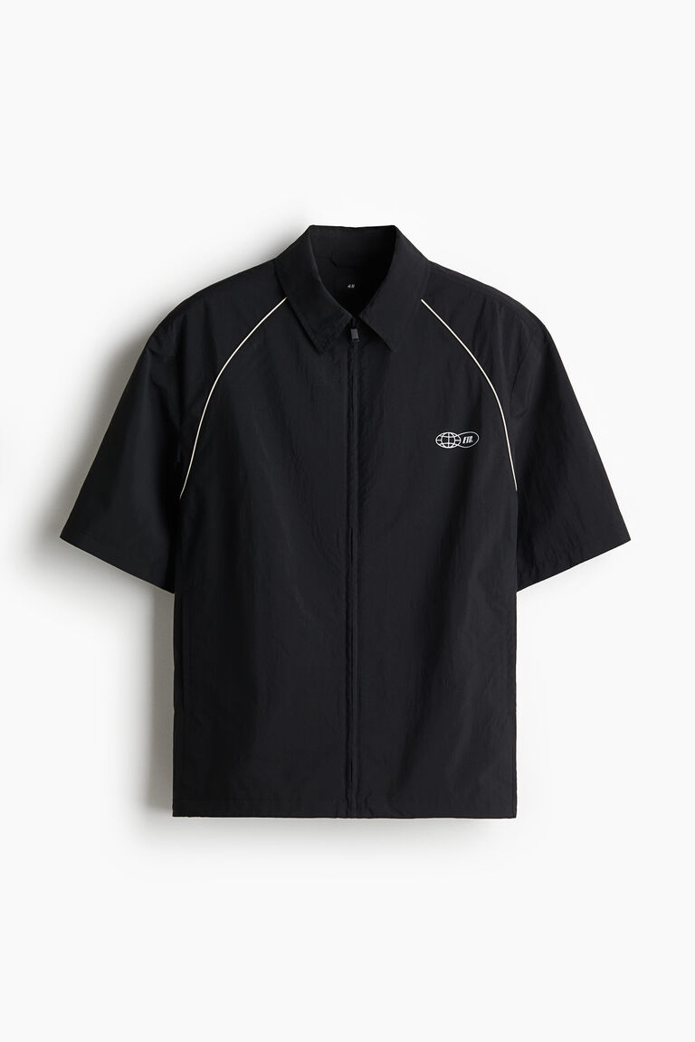 Loose Fit Zip-through nylon shirt