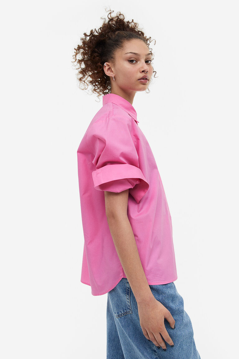 COTTON POPLIN SHIRT_WHITE PINK main image 1