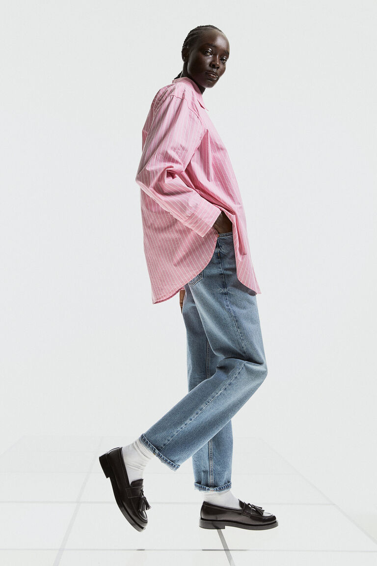 COTTON POPLIN SHIRT_WHITE PINK