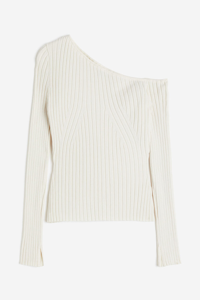 Rib-knit one-shoulder top