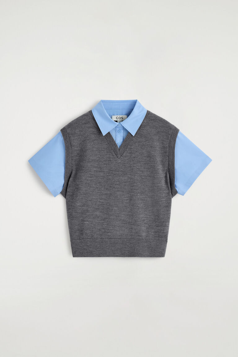 LAYERED MERINO WOOL SHIRT VEST