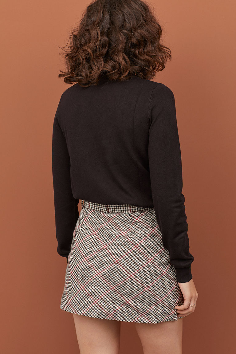 black fine knit polo neck