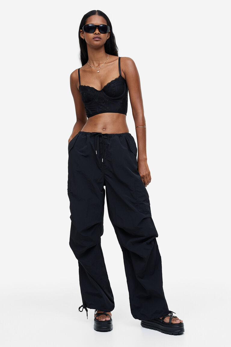Nylon parachute trousers