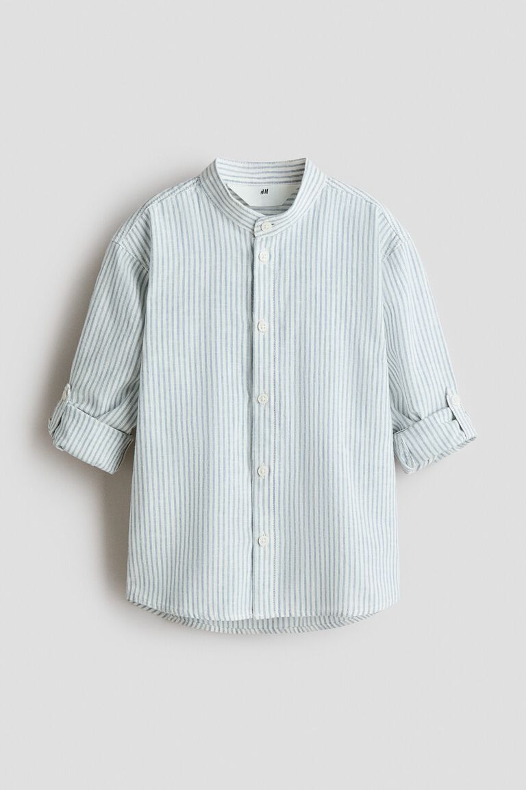 Linen blend grandad shirt