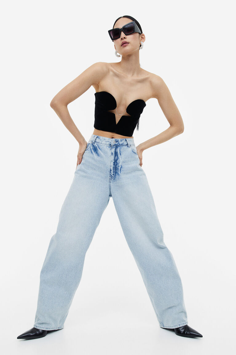 Balloon Fit Light Wash Denim Jeans