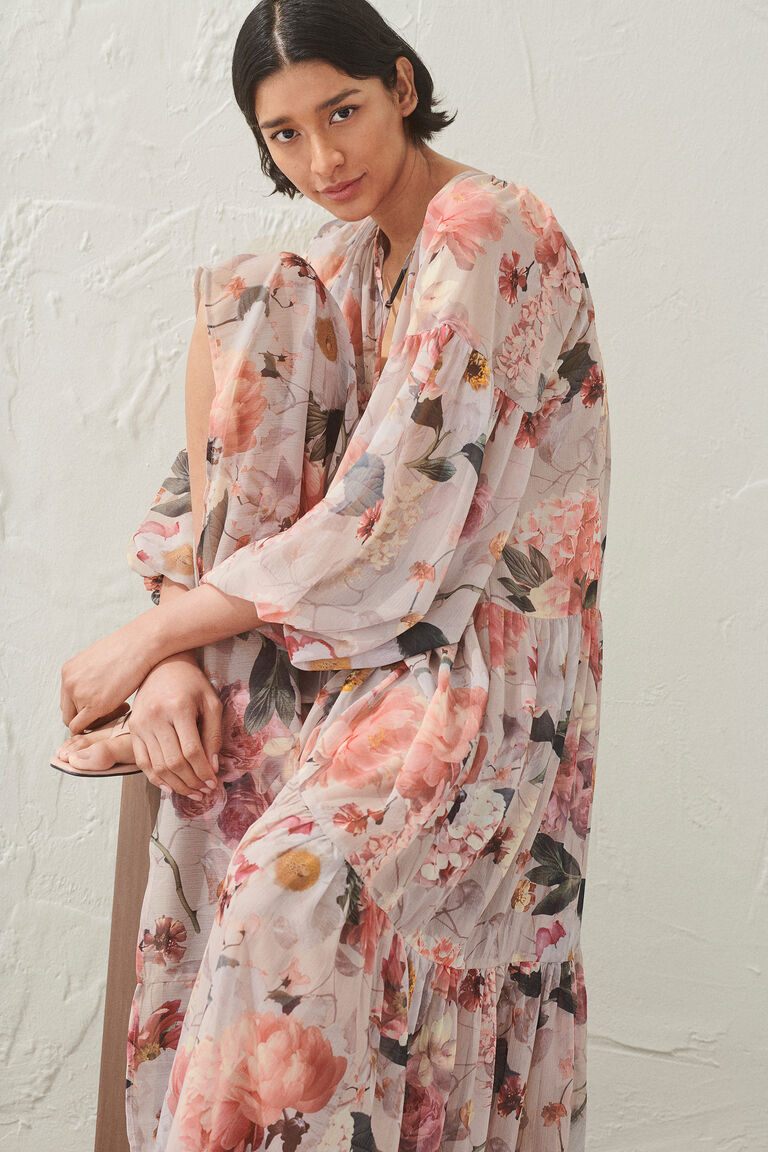 H&m chiffon dress powder pink Clearance