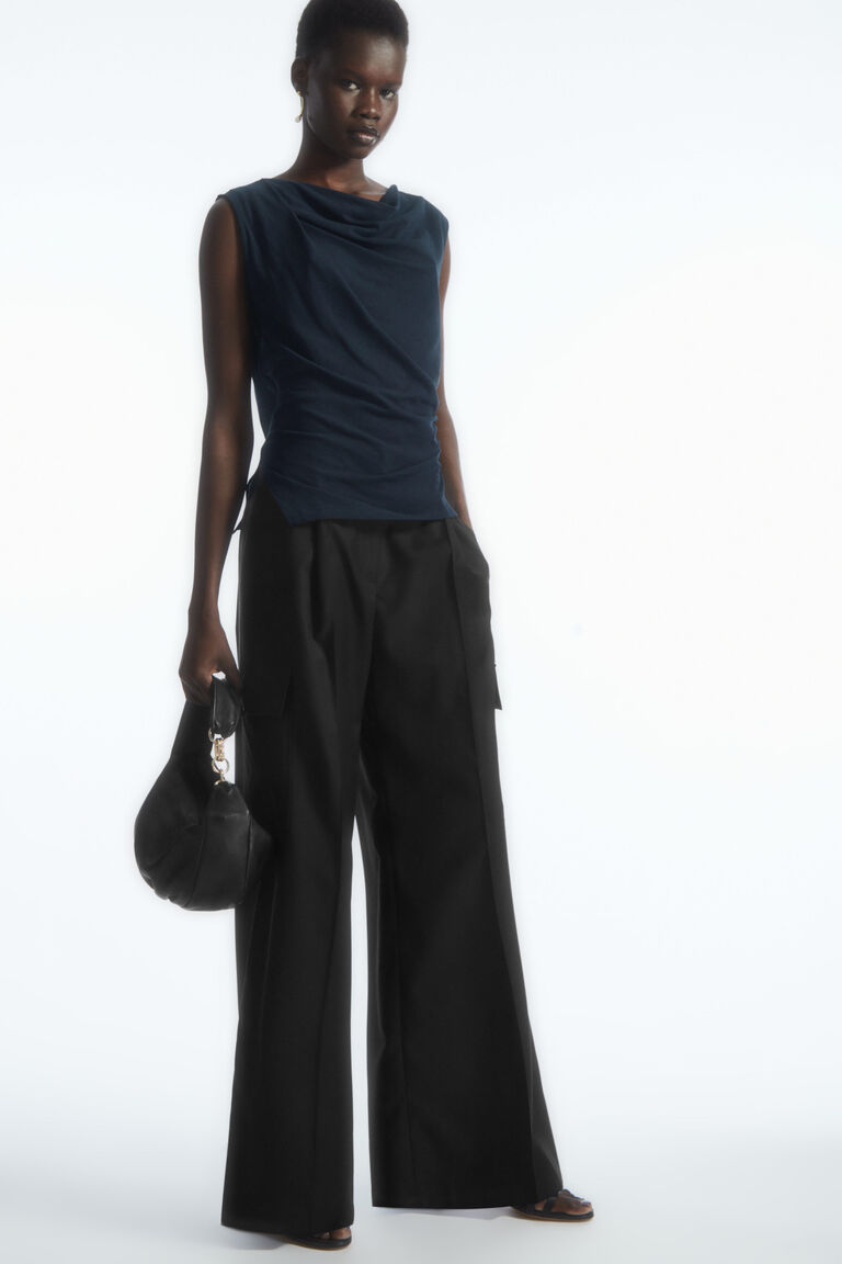 ASYMMETRIC DRAPED SLEEVELESS TOP