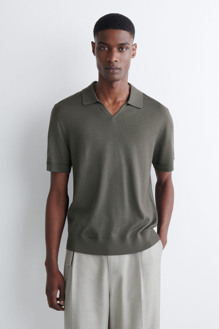 SLIM OPEN-COLLAR MERINO WOOL POLO SHIRT