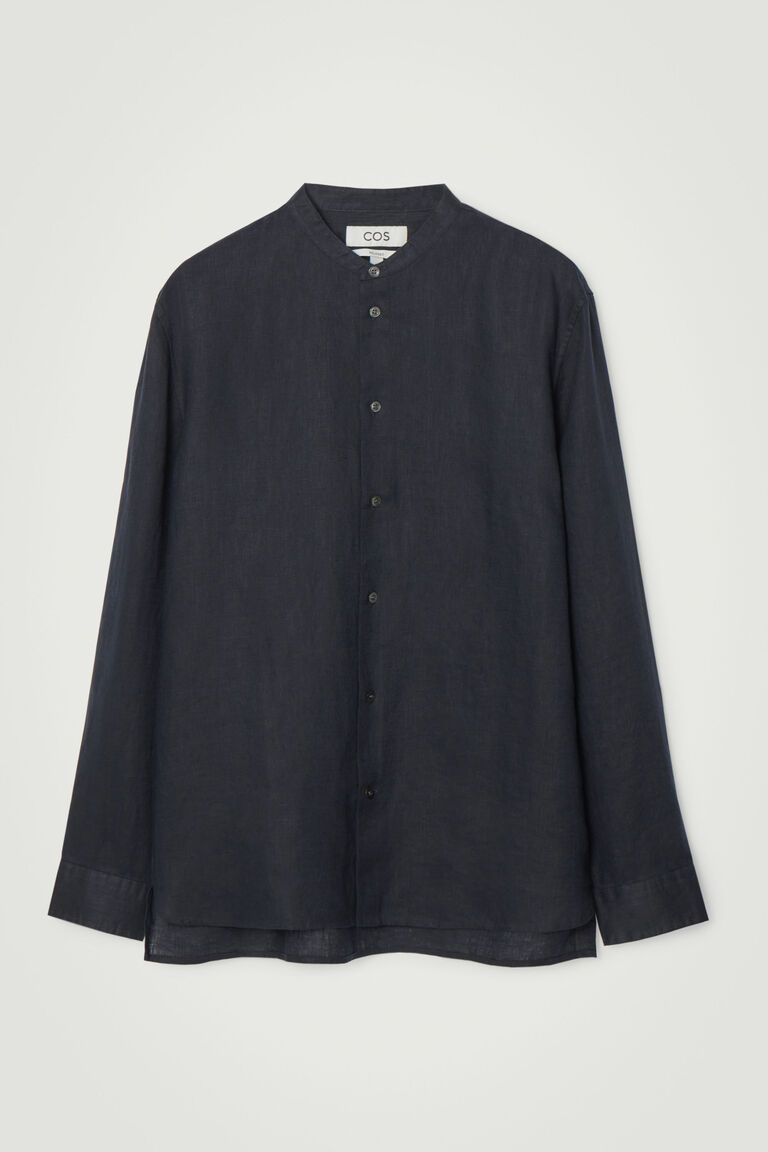 GRANDAD-COLLAR LINEN OVERSHIRT - BEIGE | COS