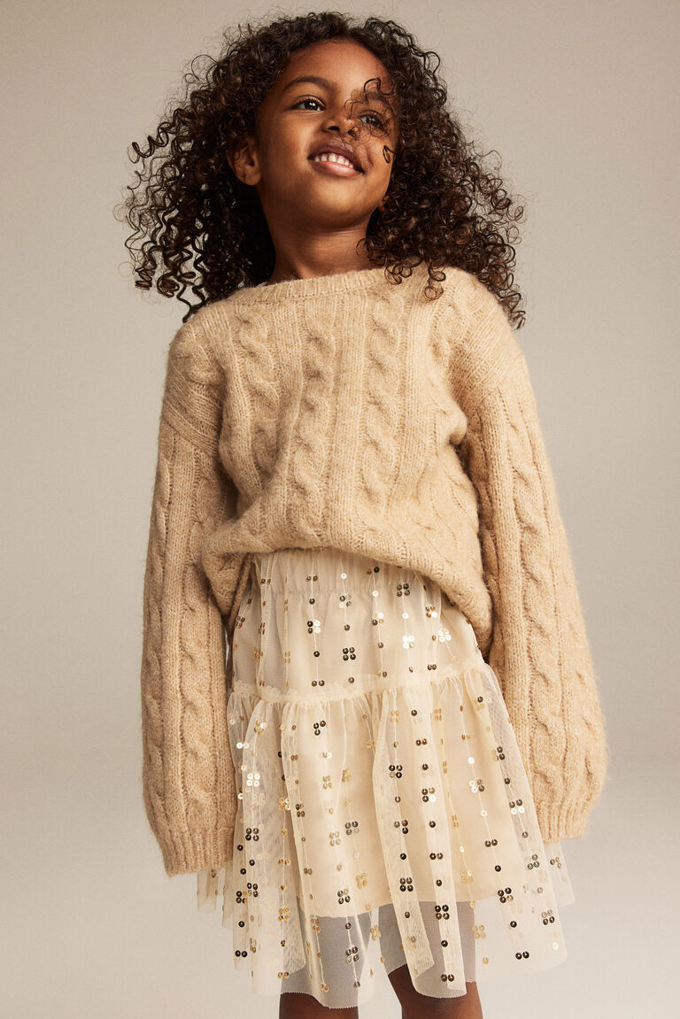 スカート OPEN YY_TheOpen Product GLITTER DOT DRAPED SKIRT (BEIGE) Dries Van Noten Sheraz Beige Skirt | High-waisted — FF2