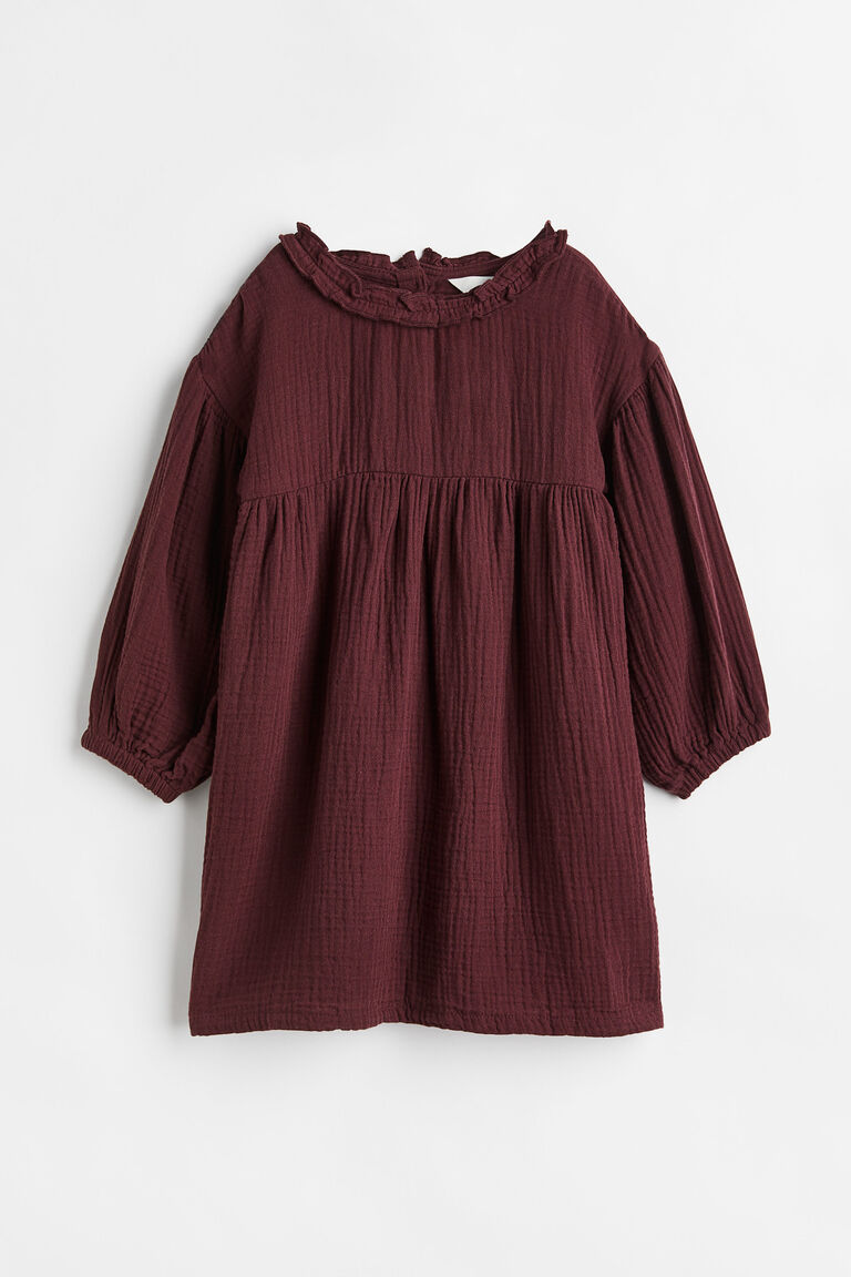 Red Handloom Cotton Balloon Sleeve Heer Dress
