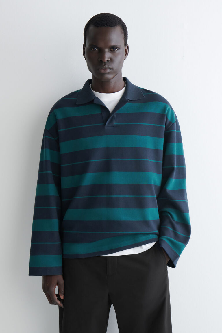OVERSIZED STRIPED COTTON RUGBY SHIRT