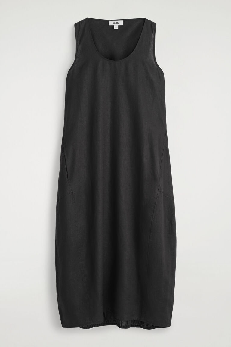 ELASTICATED-HEM LINEN MAXI DRESS