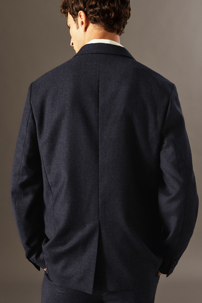 ジャケット   Melange Flannel Blazer Men's Textured Wool Blazer in Blue Melange | Sunspel